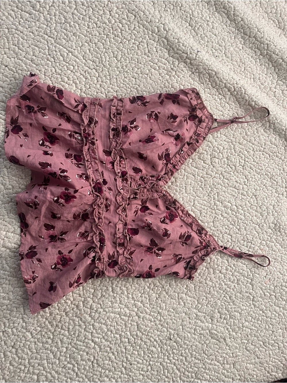 miami Pink Floral Ruffle Satin Cami